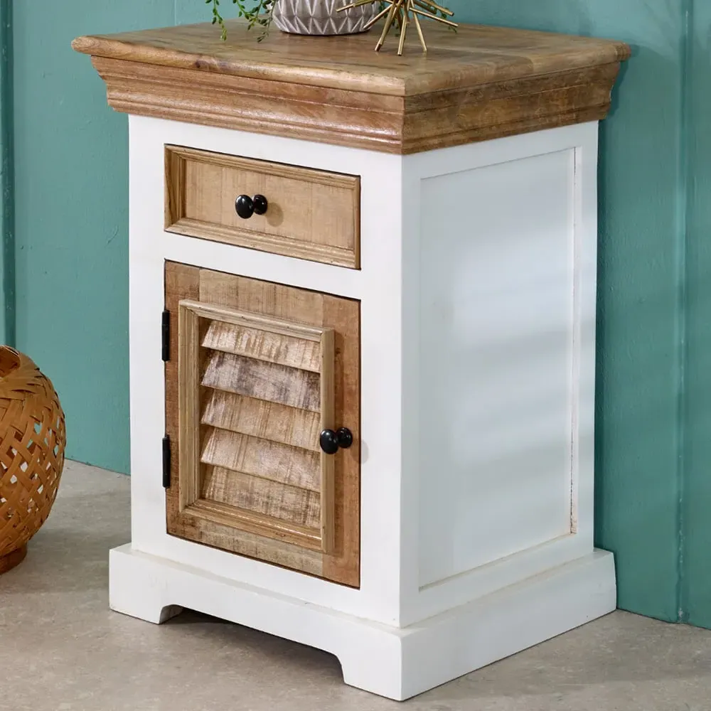 Alfie Single Door Bedside Cabinet with Drawer - Brown, Mango Wood