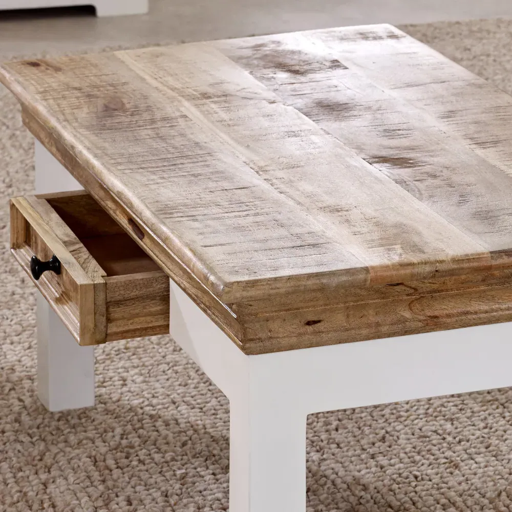 Alfie Single Drawer Coffee Table - Brown, Mango Wood