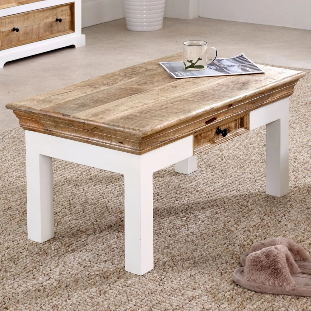 Alfie Single Drawer Coffee Table - Brown, Mango Wood