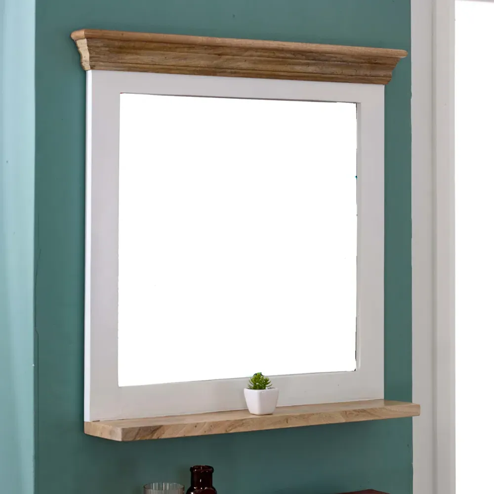 Alfie Single Shelf Mirror Frame - Brown, Mango Wood