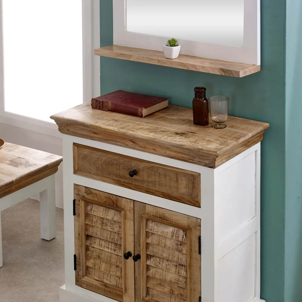 Alfie Single Shelf Mirror Frame - Brown, Mango Wood