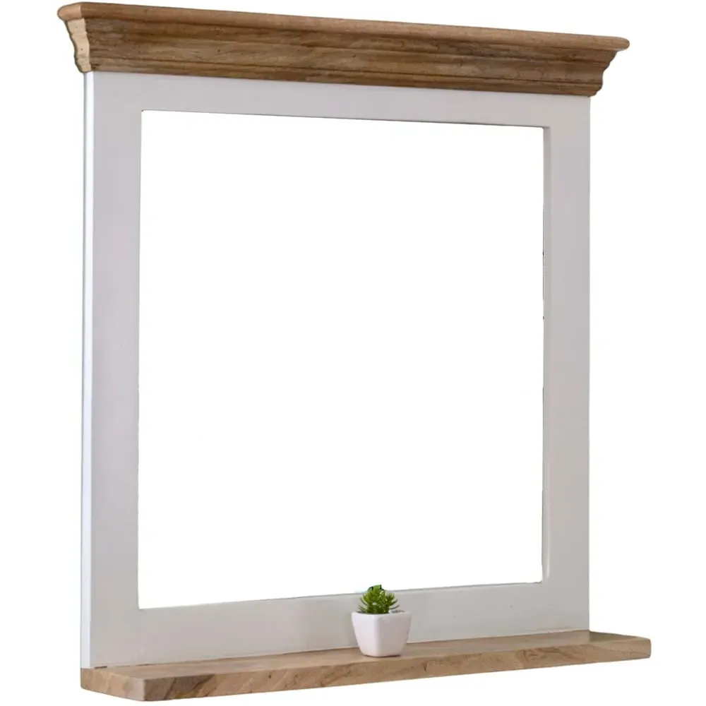 Alfie Single Shelf Mirror Frame - Brown, Mango Wood