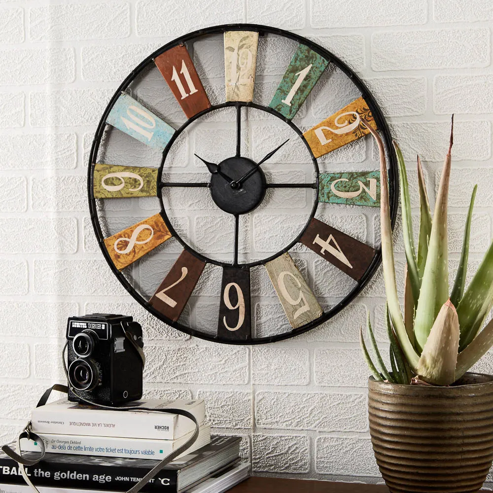 Archie Round Wall Clock - Brown, Metal