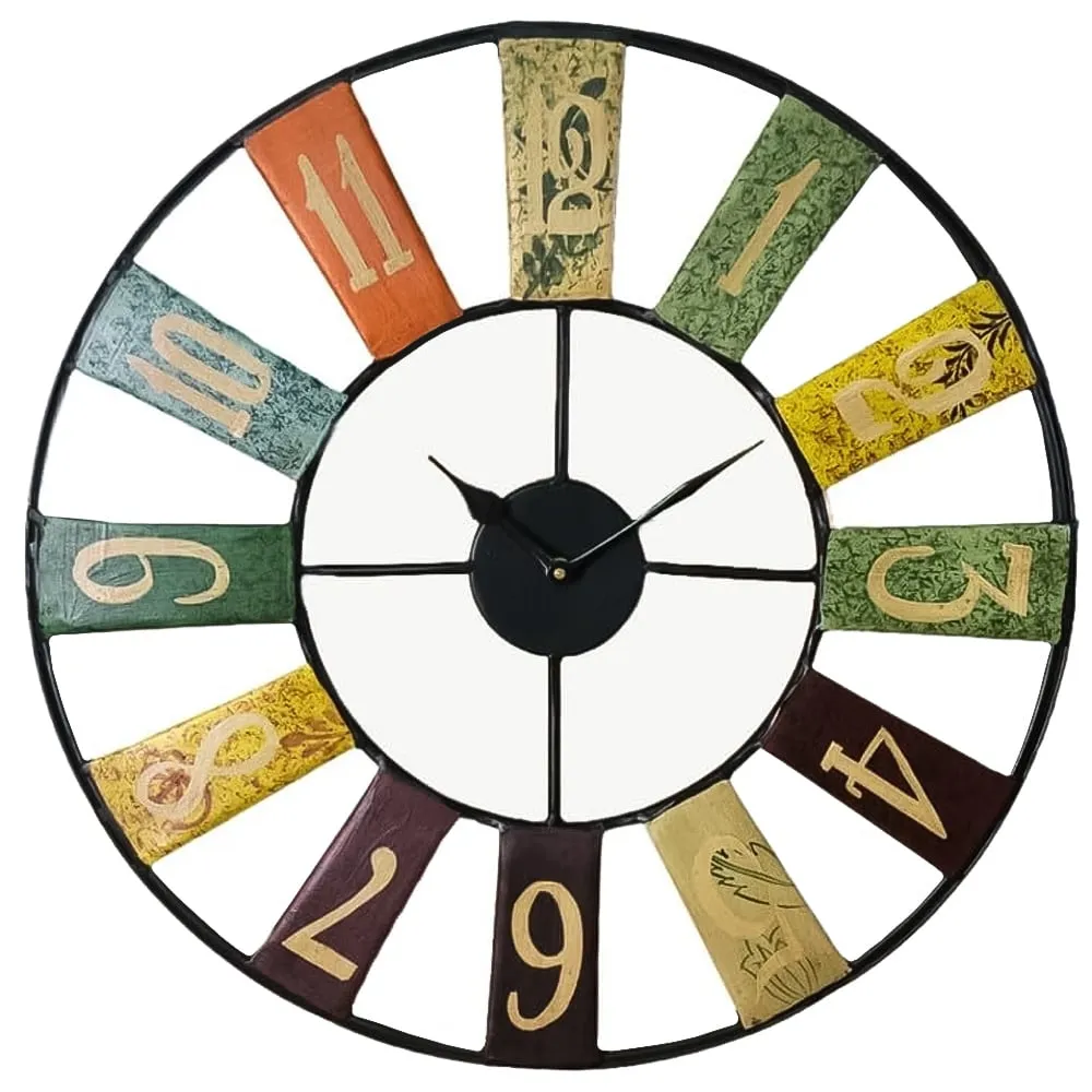 Archie Round Wall Clock - Brown, Metal image