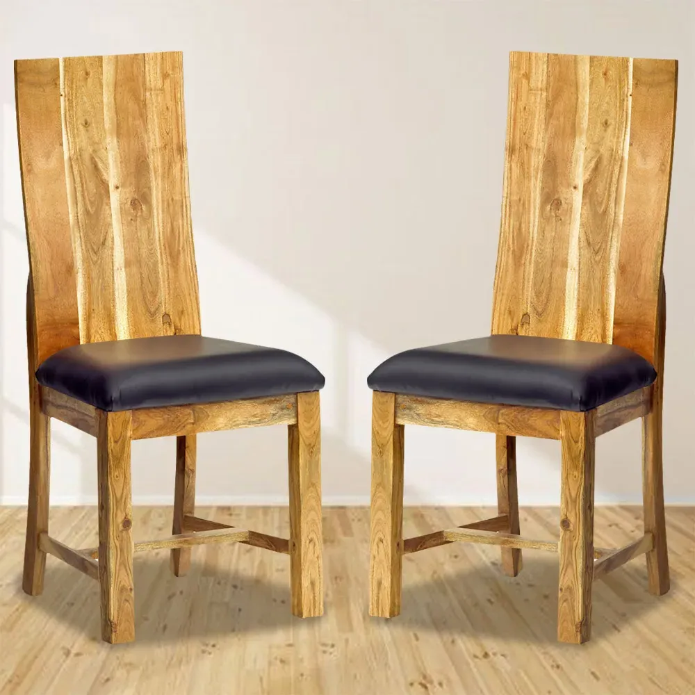 Barima Set of 2 Dining Chairs - Brown, Acacia Wood