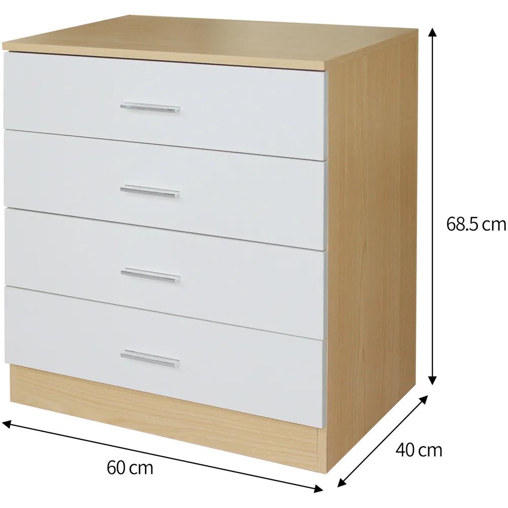Brooklyn 4 Drawer Chest of Drawers - Oak and White