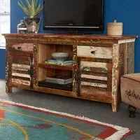 Camea 2 Door 2 Drawer TV Credenza with Shelves - Brown