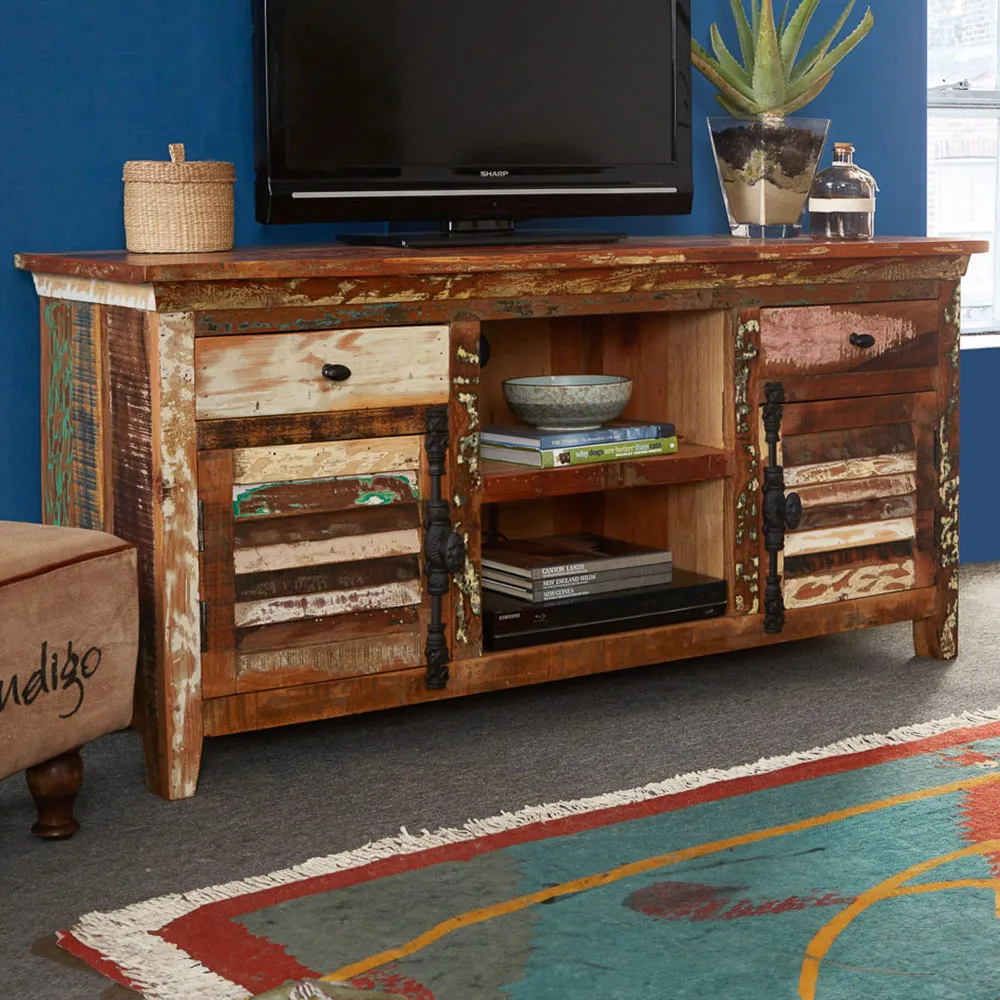 Camea 2 Door 2 Drawer TV Credenza with Shelves - Brown image