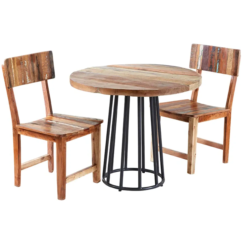 Camea 2 Seater Round Dining Table - Brown, Reclaimed Wood