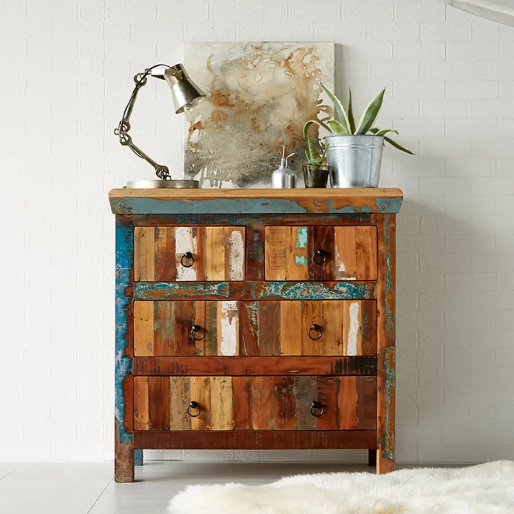 Camea 4 Drawer Chest of Drawers - Brown, Reclaimed Wood