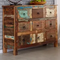 Camea 9 Drawer Chest of Drawers - Brown, Reclaimed Wood