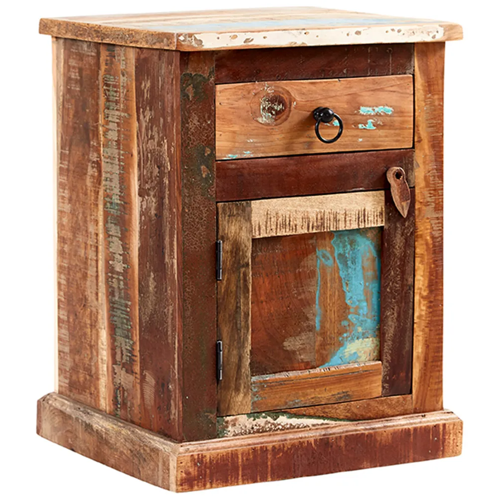 Camea Bedside Table with Drawer - Brown, Reclaimed Wood