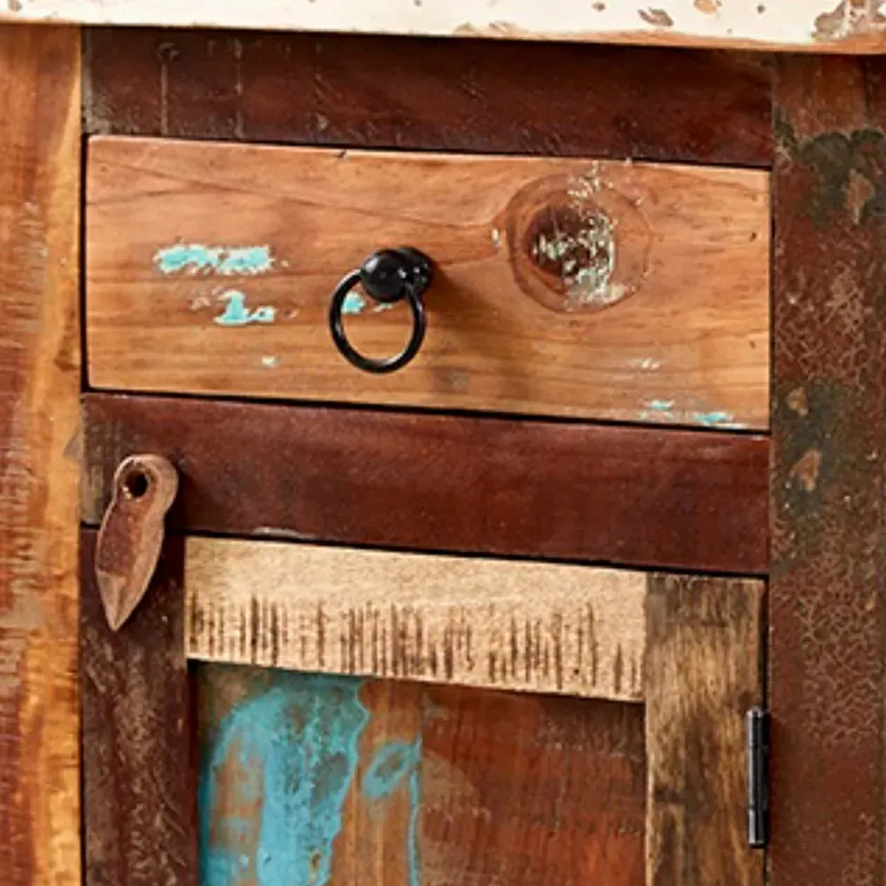 Camea Bedside Table with Drawer - Brown, Reclaimed Wood