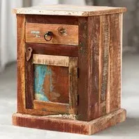 Camea Bedside Table with Drawer - Brown, Reclaimed Wood