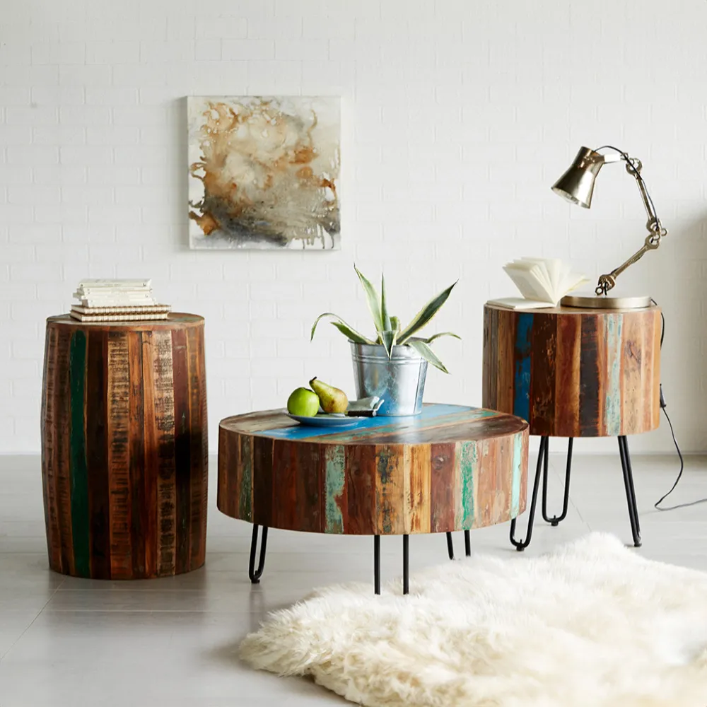 Camea Round Coffee Table - Brown, Reclaimed Wood