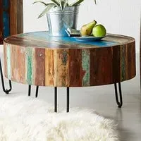 Camea Round Coffee Table - Brown, Reclaimed Wood