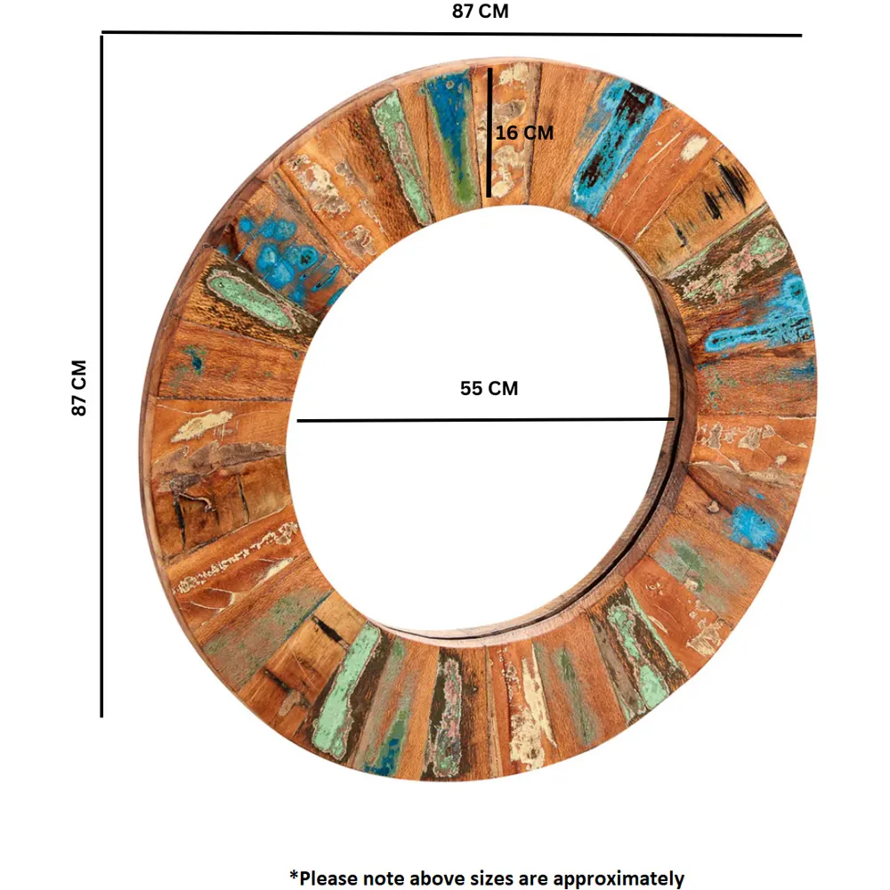 Camea Round Mirror Frame - Brown, Wood