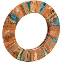 Camea Round Mirror Frame - Brown, Wood