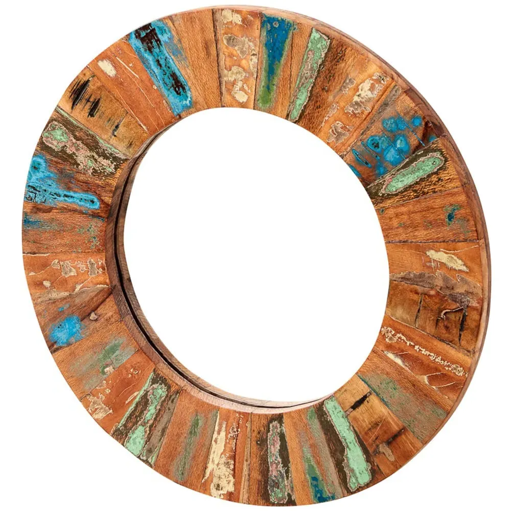 Camea Round Mirror Frame - Brown, Wood image