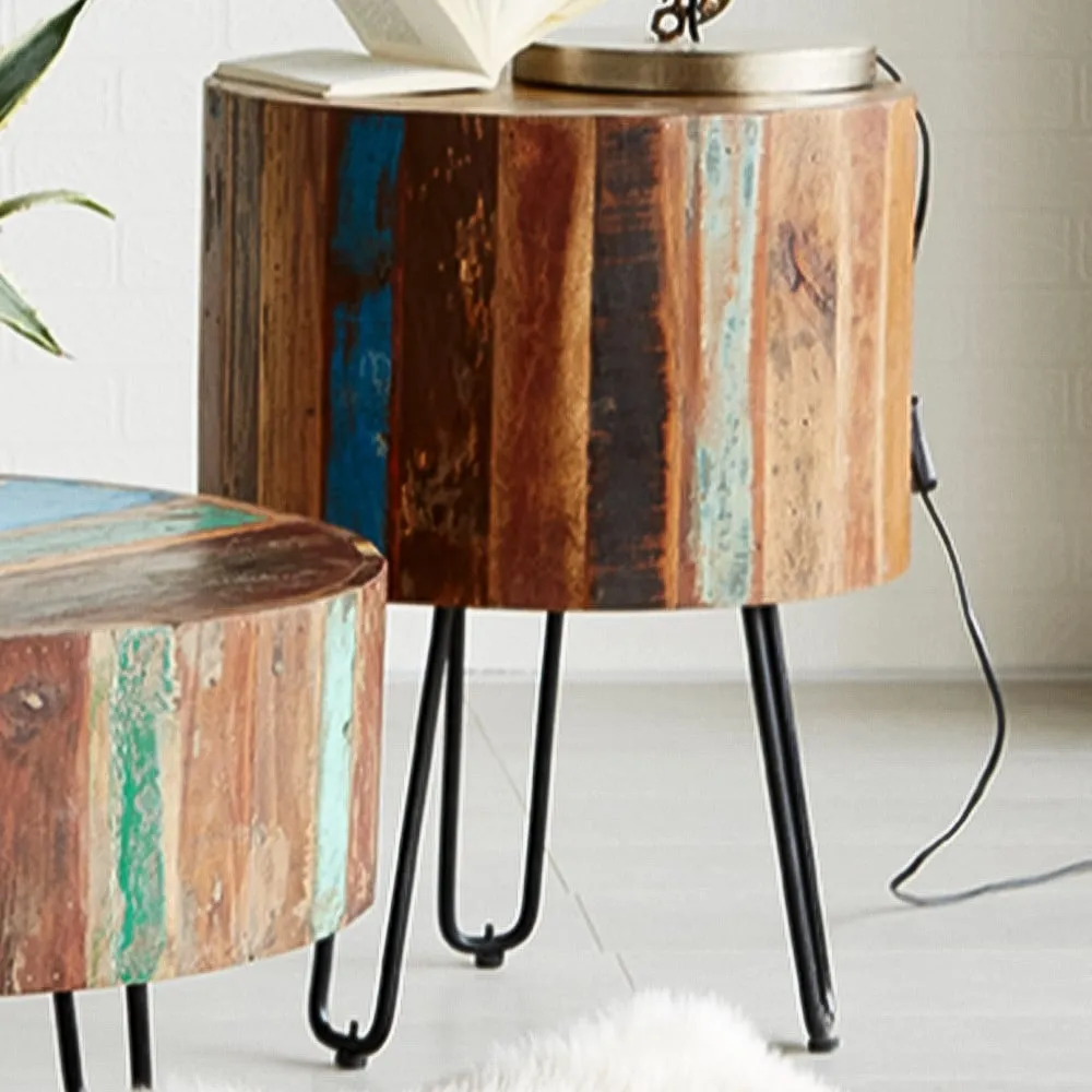 Camea Round Side Table - Brown, Reclaimed Wood image
