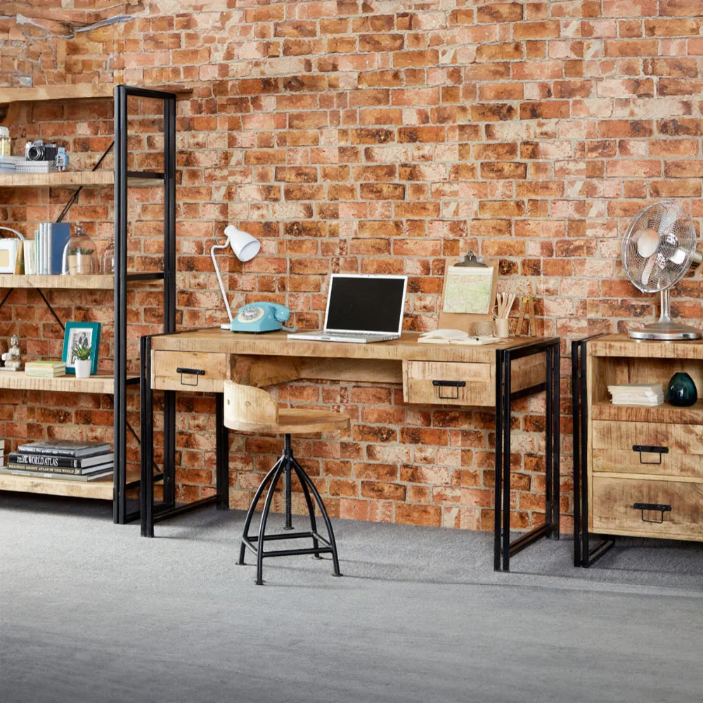 Carnaby 2 Drawer Desk - Brown, Wood