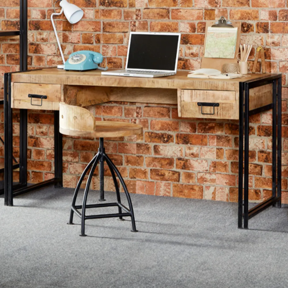 Carnaby 2 Drawer Desk - Brown, Wood