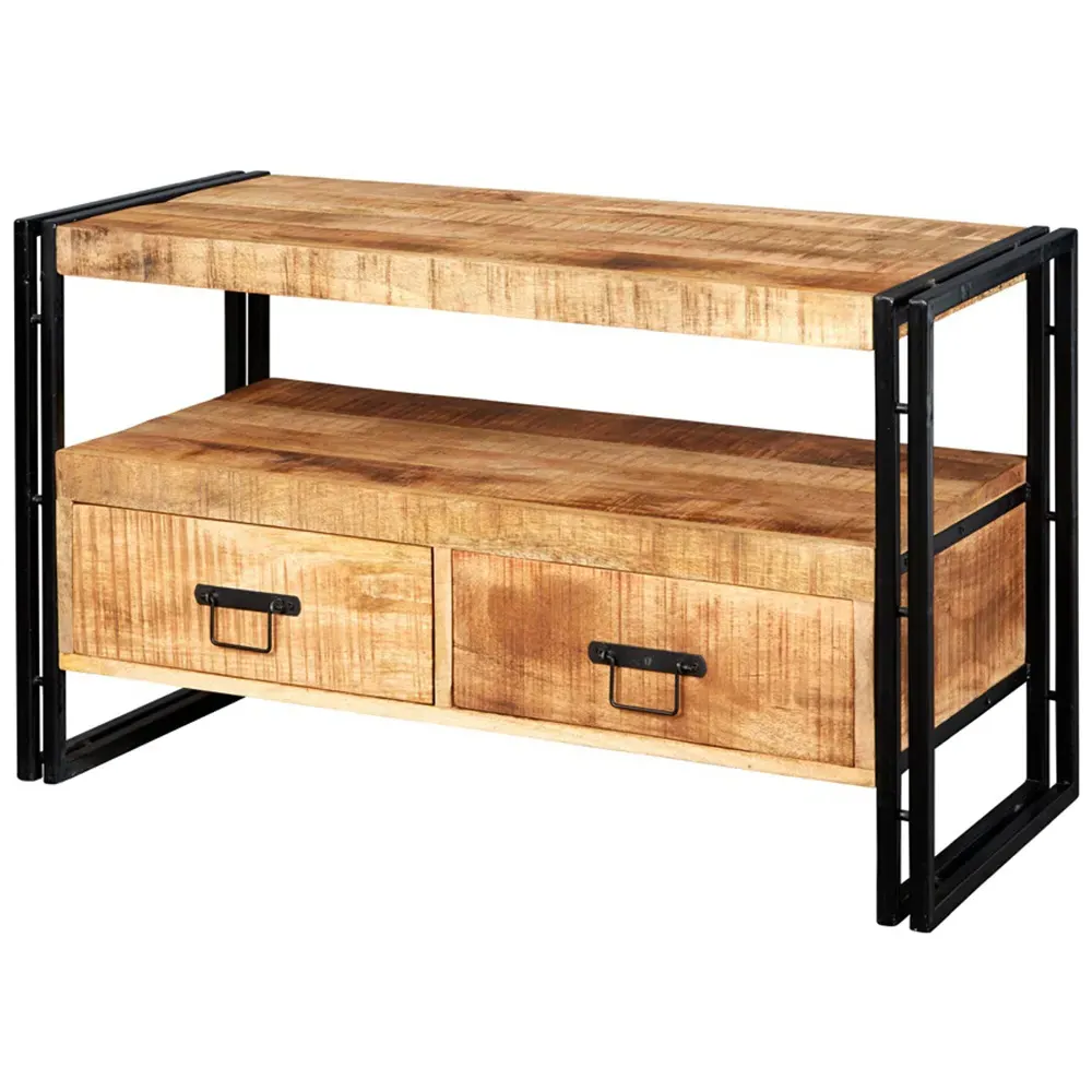 Carnaby 2 Drawer TV Unit with Shelf - Brown, Wood