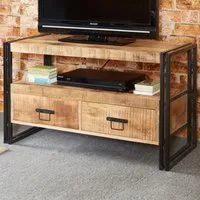 Carnaby 2 Drawer TV Unit with Shelf - Brown, Wood