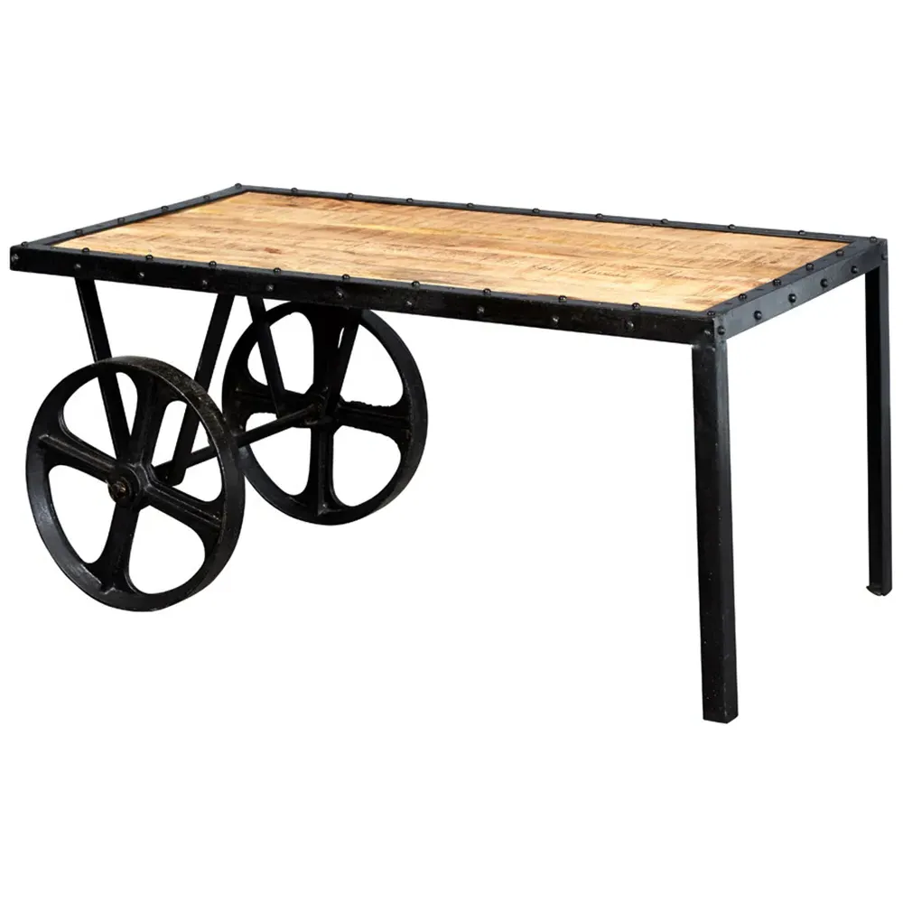 Carnaby Cart Coffee Table - Brown, Reclaimed Wood