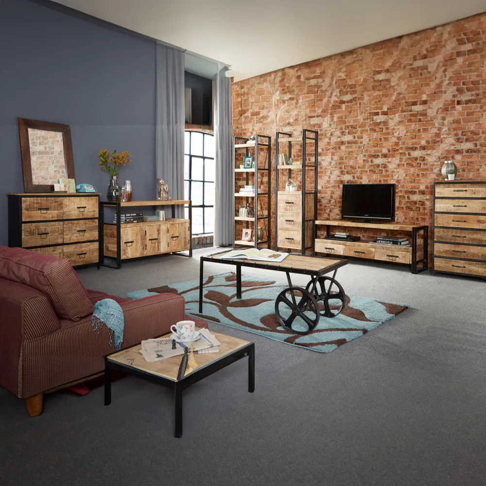 Carnaby Cart Coffee Table - Brown, Reclaimed Wood