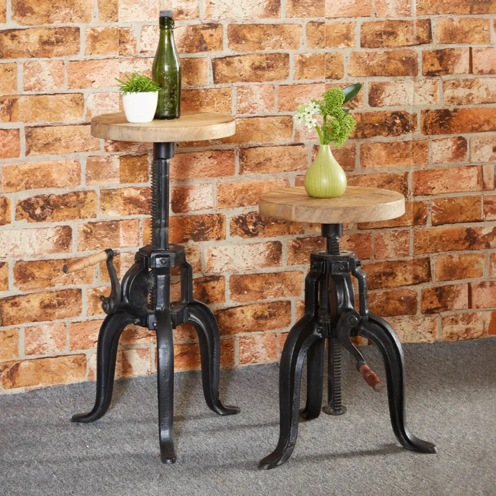 Carnaby Crank Table with Adjustable Height - Brown, Wood