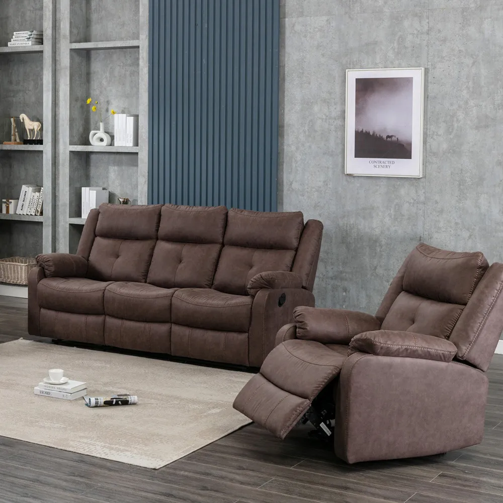 Casey 3-Seater Recliner Sofa - Brown