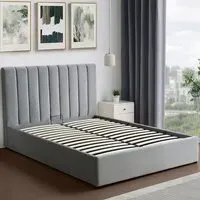 Corwin Double Ottoman Bed with Storage - Grey, Velvet