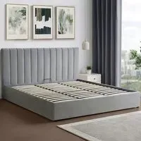 Corwin Super King Ottoman Bed with Storage - Grey, Velvet