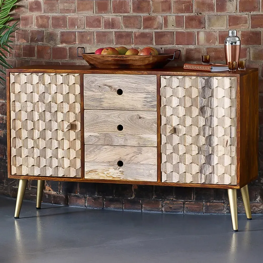 Cotati 2 Door 3 Drawer Large Sideboard - Brown