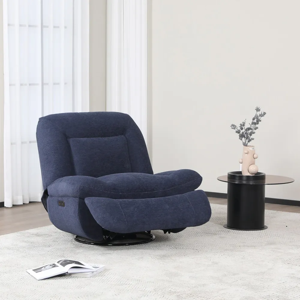 Ebba Recliner Chair with Swivel - Blue