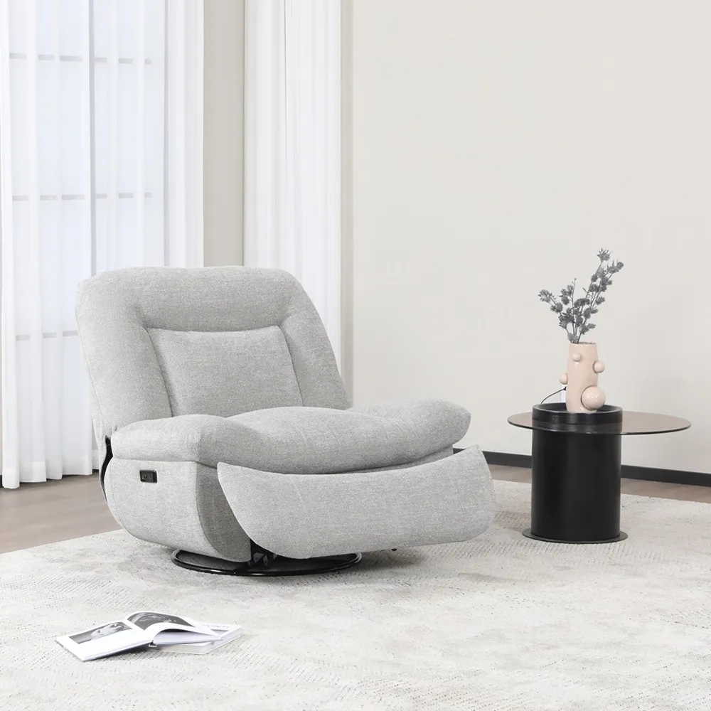 Ebba Recliner Chair with Swivel - Light Grey