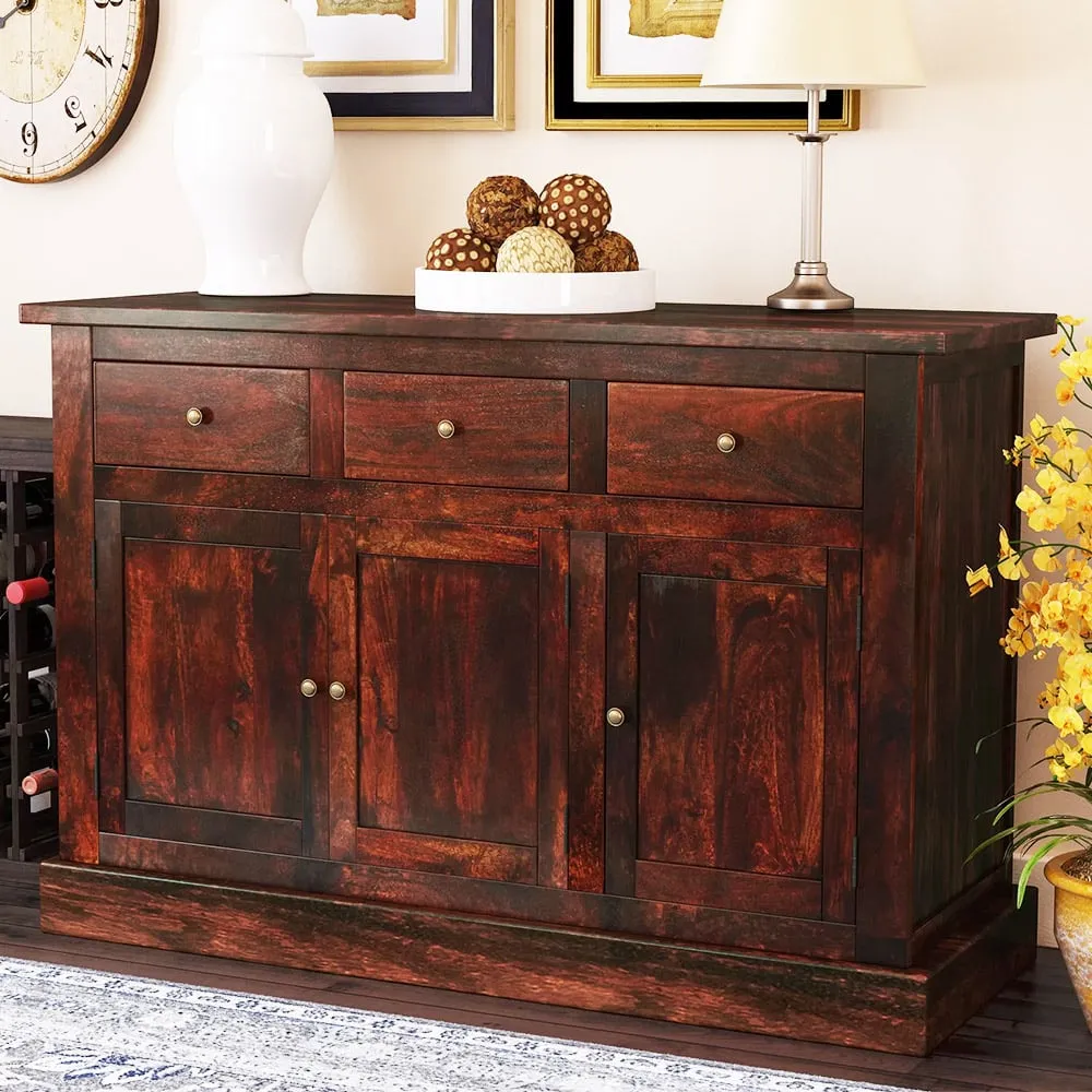 Esma 3 Door 3 Drawer Large Sideboard - Dark Mango