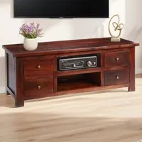 Esma 4 Drawer TV Unit - Brown, Mango Wood