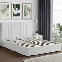 Evelynne King Size Ottoman Bed with Storage - Grey, Linen