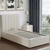 Evelynne Single Ottoman Bed with Storage - Beige, Linen