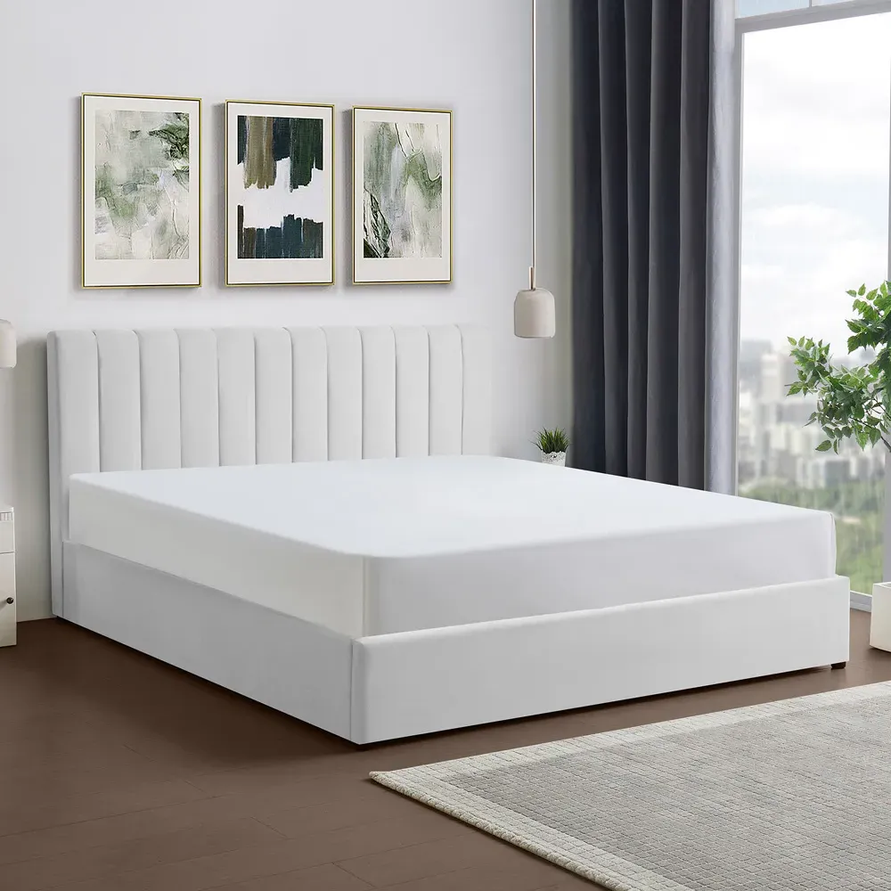 Evelynne Super King Ottoman Bed with Storage - Grey, Linen