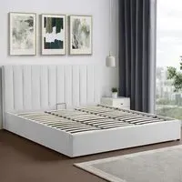 Evelynne Super King Ottoman Bed with Storage - Grey, Linen