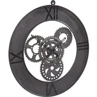 Factory Round Large Wall Clock 60cm - Brown, Metal