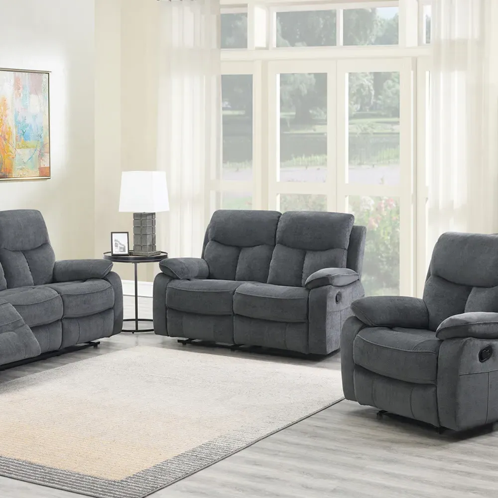 Farah 2-Seater Manual Recliner Sofa - Grey