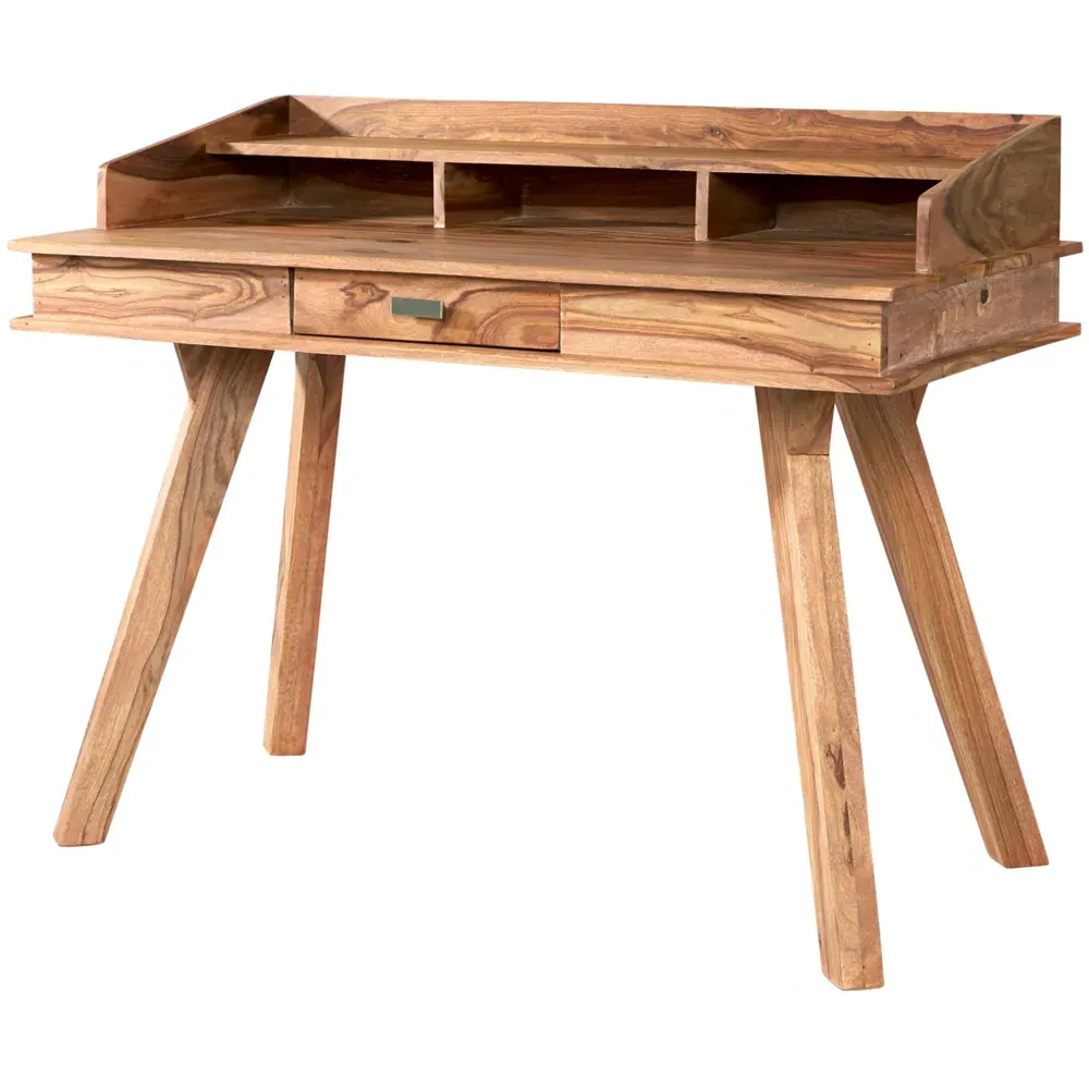 Hana Single Drawer Study Desk Set of 2 - Brown, Sheesham