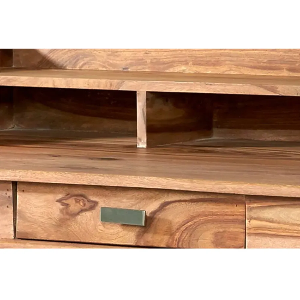 Hana Single Drawer Study Desk Set of 2 - Brown, Sheesham