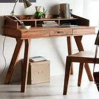 Hana Single Drawer Study Desk Set of 2 - Brown, Sheesham