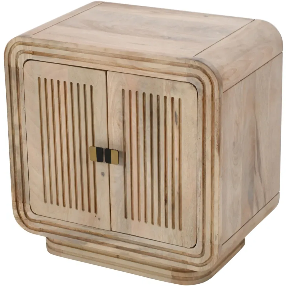 Hudson 2 Door Carved Mango Wood Mini Sideboard - Brown