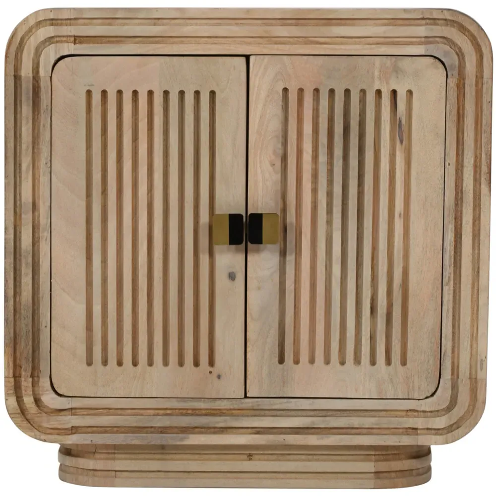 Hudson 2 Door Carved Mango Wood Mini Sideboard - Brown